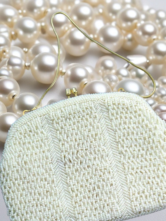 Source Unknown Handbags - 2/$25 Vintage Ivory White Beaded Evening Bag